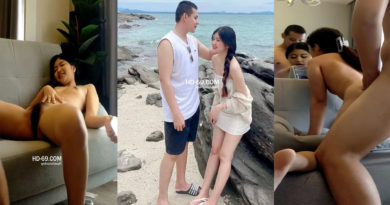 Thai girl and her boyfriend are having sex on the sofa