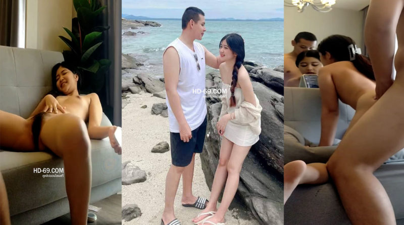 Thai girl and her boyfriend are having sex on the sofa